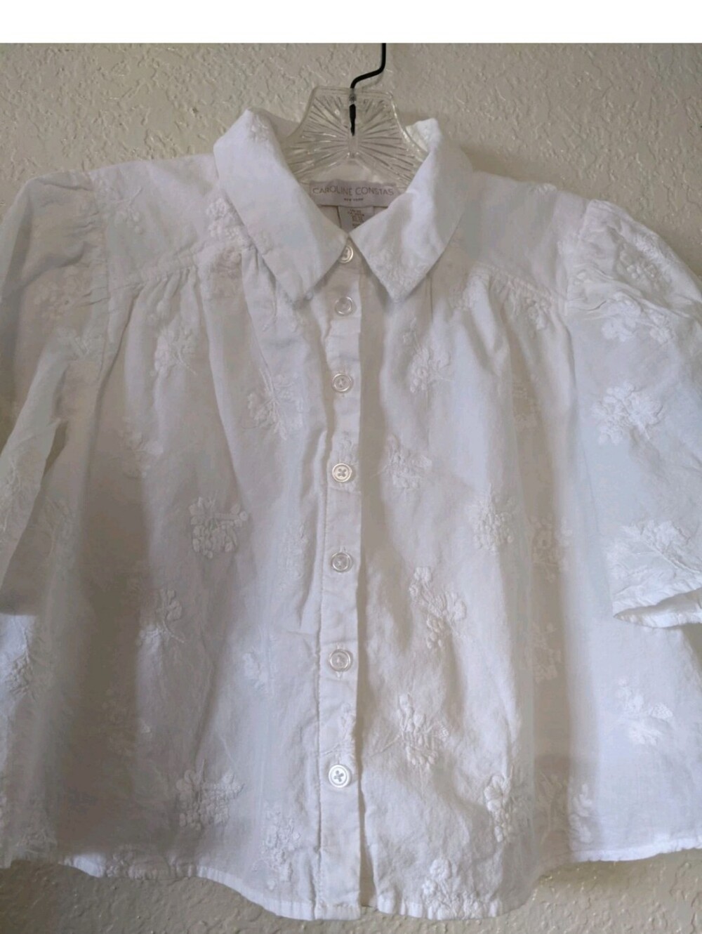 Caroline Constas Women's Embroidered Button Front Top Size XS White - Picture 10 of 10